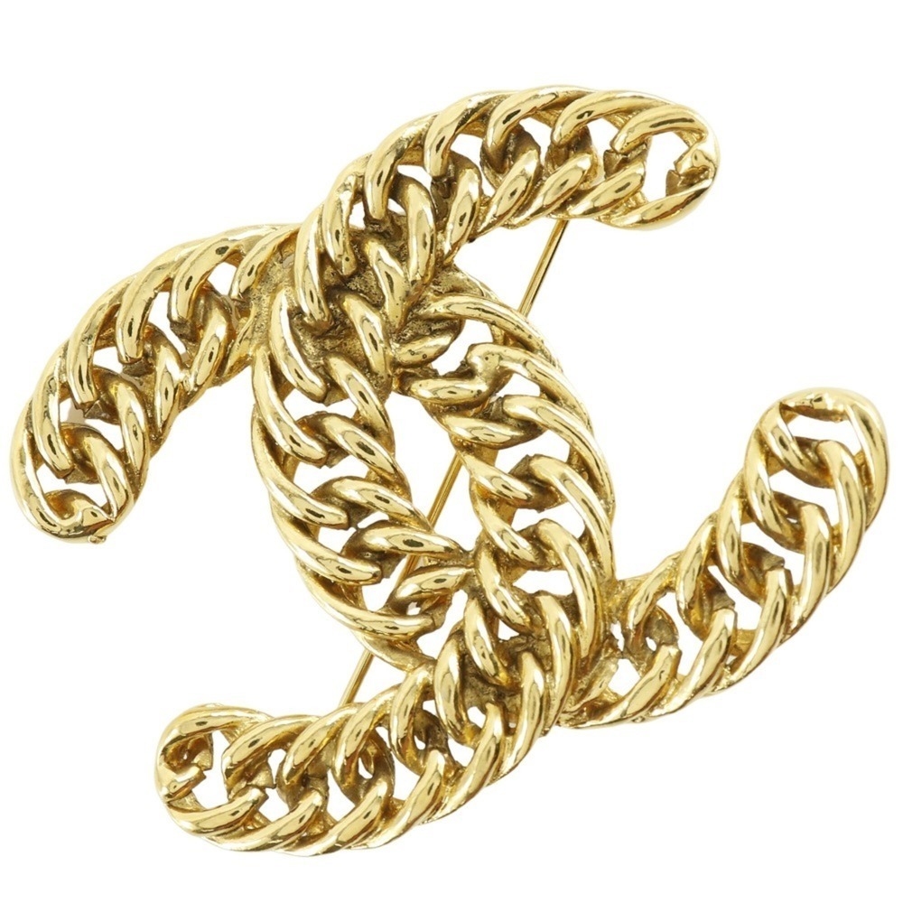 CHANEL Gold Logo Brooch